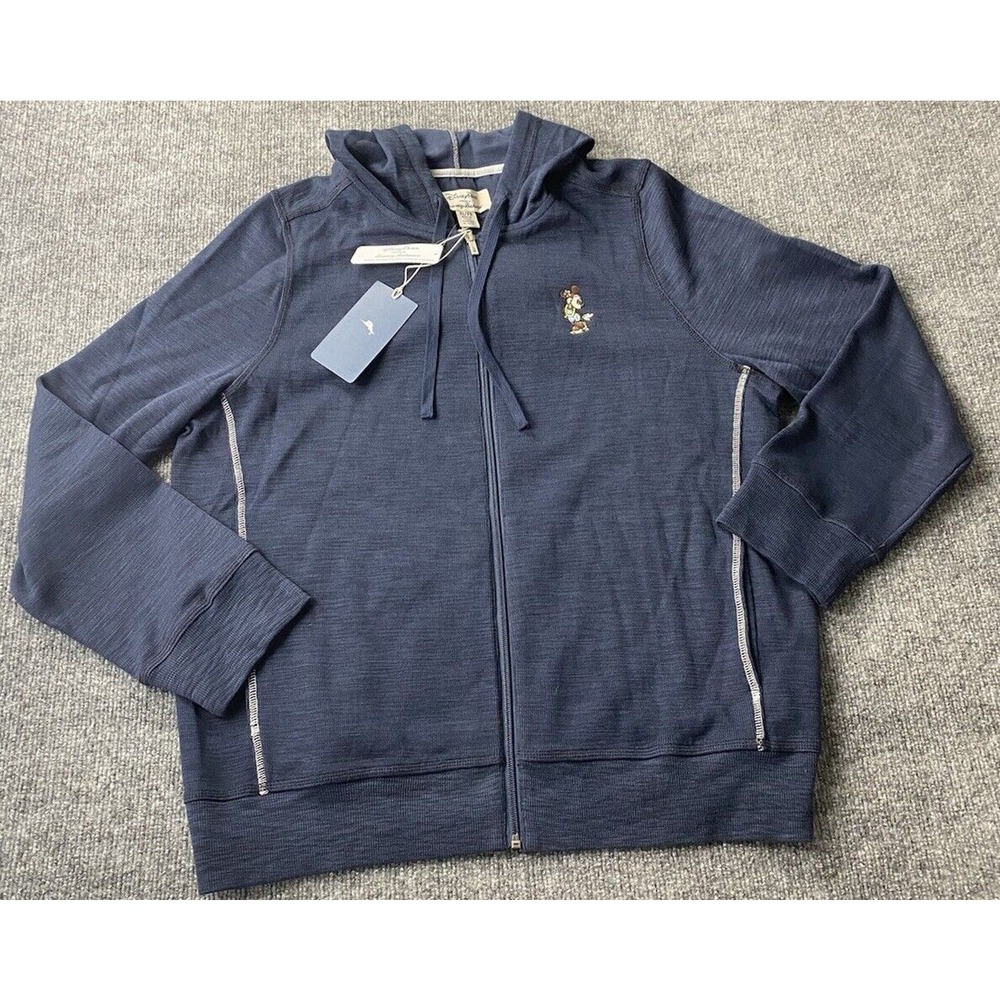 NEW Disney Parks Tommy Bahama Jacket Womens‎ Large Sweater Blue Full Zip Hooded